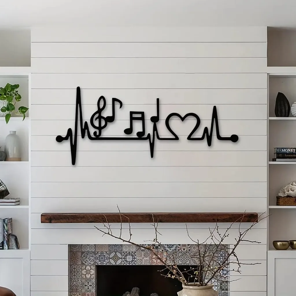 CIFBUY Metal Wall Art Music EKG Rhythm Iron Decor Creative Home Decor For Living Room Gift