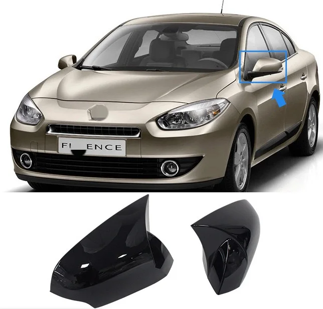 Pair Side Wing Mirror Cover For Renault Fluence / Megane MK3 2009 – 2013 Add On Glossy Black Door Wing Mirror Cap Cover