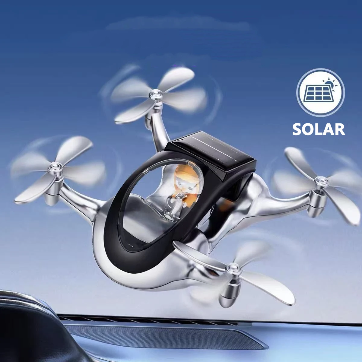 Solar Car Air Freshener Rotating Drone Car Aromatherapy Ornaments Microwave Molecular Machine Diffuser Car Interiors Decoration