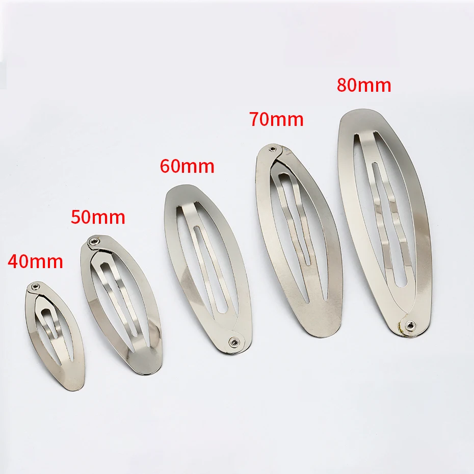 20Pcs Metal Hair Clips 40/50/60/70/80mm Oval Hairpins Base for Jewelry Making