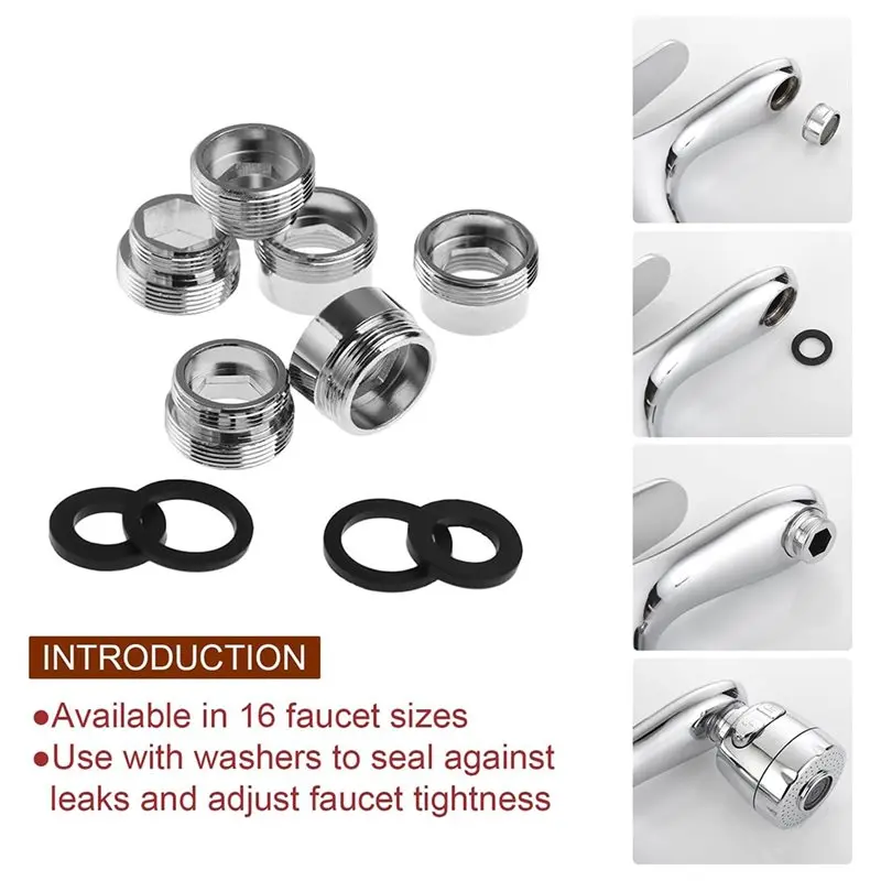 VEHO-For Faucet Adapter 16 PCS, Kitchen Sink For Aerator, Male To Female Water Hose,Attachment For Faucet