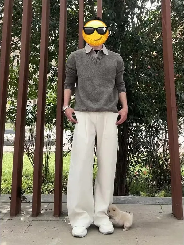 

Мужские повседневные льняные брюки свободного кроя с широкими штанинами, А-силуэт, с двойными складками, прямой крой, современные, универсальные, удобные, весенне-летние