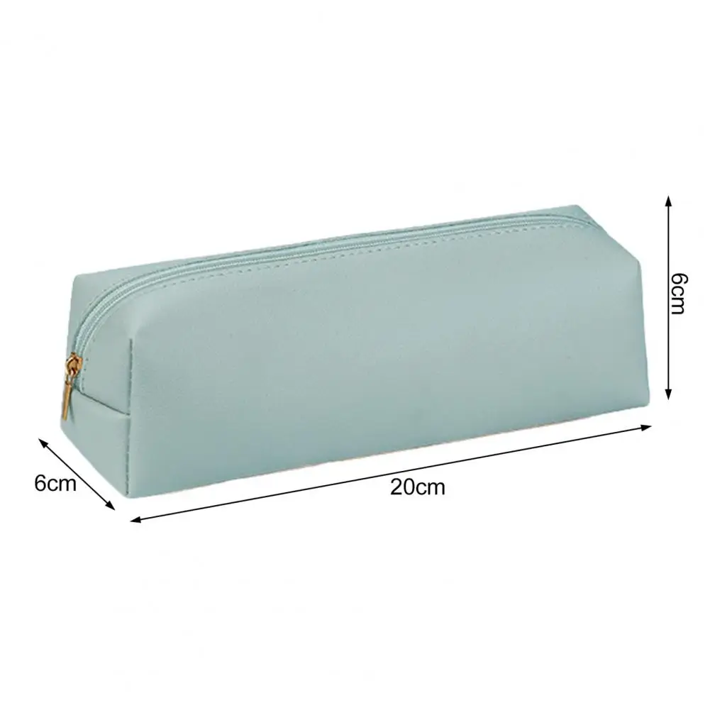 Pencil Case Durable Faux Leather Pencil Bag with Smooth Zipper Compact Portable Stationery Pouch for Home School