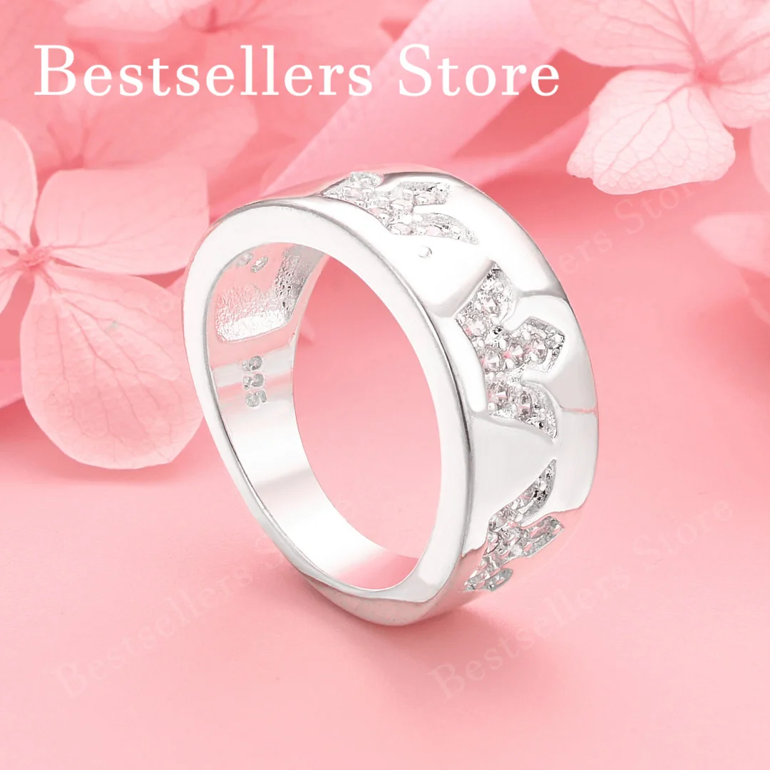 

1 piece of 925 sterling silver 7-10 luxury crown zircon ring, fashionable women's gift accessory jewelry