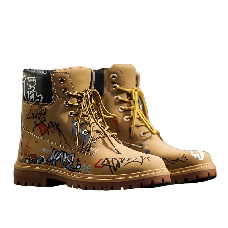 

Men's graffiti style, high-top boots, casual boot style, casual shoes, sports shoes, outdoor shoes, street shoes, hip-hop shoes