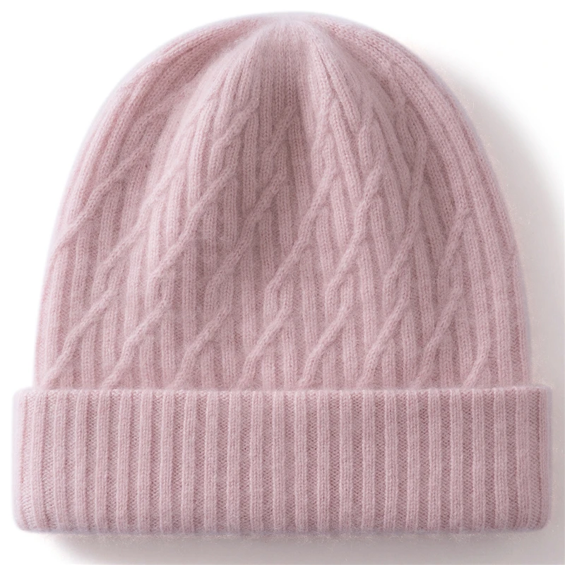 الخريف الشتاء 100% الكشمير قبعة طبقة مزدوجة سميكة عكسها الباردة واقية للجنسين محبوك قبعة صوف تنوعا حماية الأذن #3