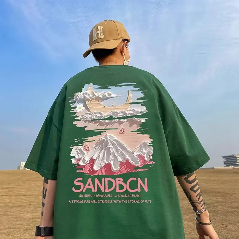 American Style 2024 Summer New Boyfriend Pullover O-Neck Patchwork Printed Letters Comfortable Loose Short Sleeved T-Shirts Tops