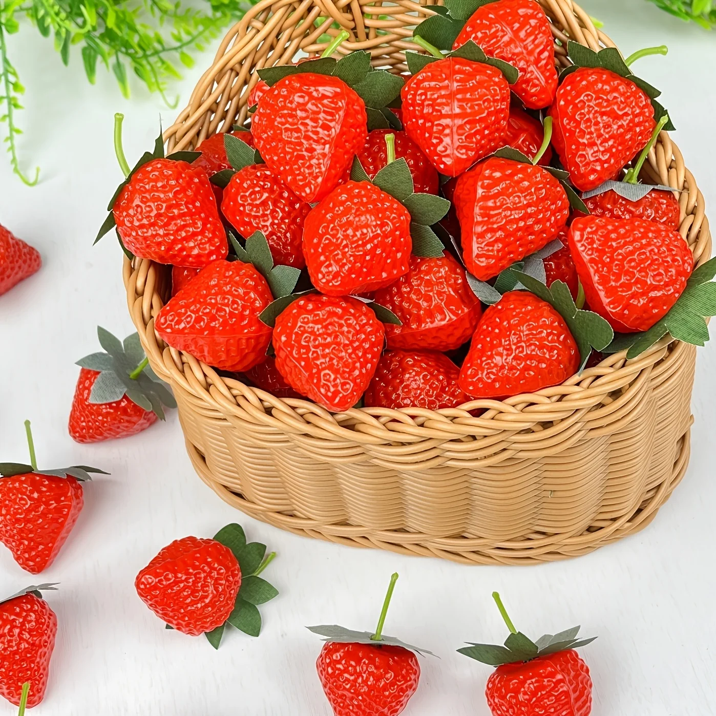 20 stücke Simulierte Erdbeere Ornament Obst Thema Party Dekoration Home Küche Display Kuchen Dekoration Desktop Fotografie Requisiten