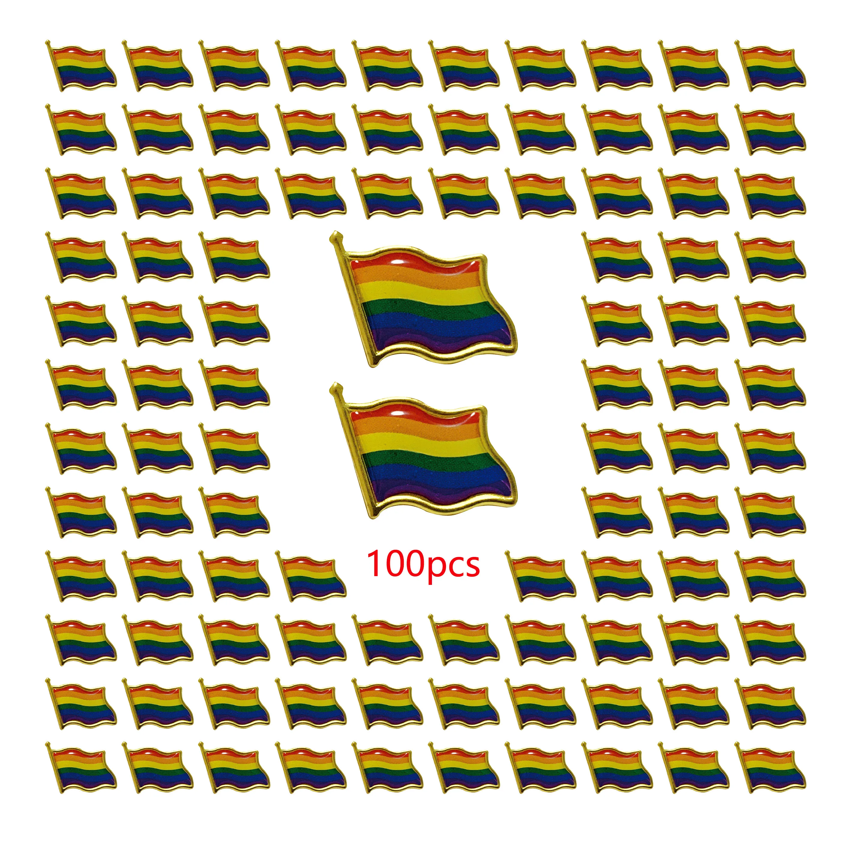 20/100pcs Pride Pins Gay Pride Rainbow Flag Collar Pin Brooches LGBT Lapel Pin Decoration for Clothes and Bags Gay Pins