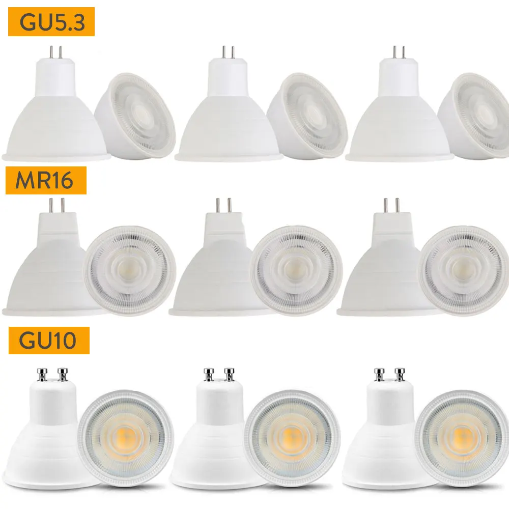 

LED Spot light GU10 7W MR16 GU5.3 B15 B22 E12 E14 Dimmable lamp COB Chip Spotlight LED bulb For Downlight Table Lamp 110V 220V