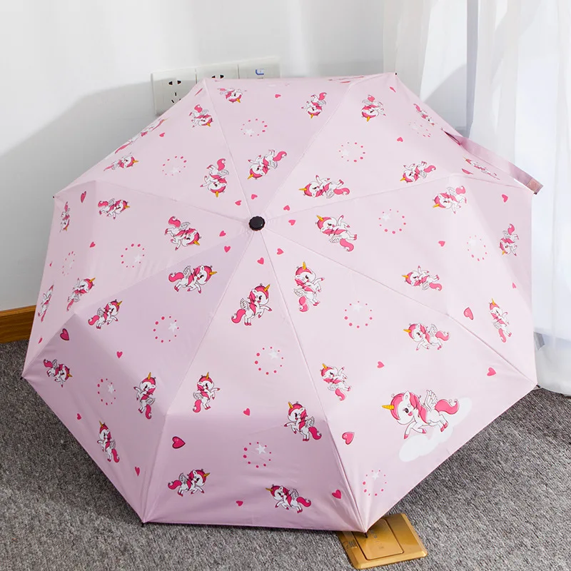 

UV umbrella Cute unicorn Folding umbrella Sunshade Thickening and Durable portable Travel folding automatic umbrella