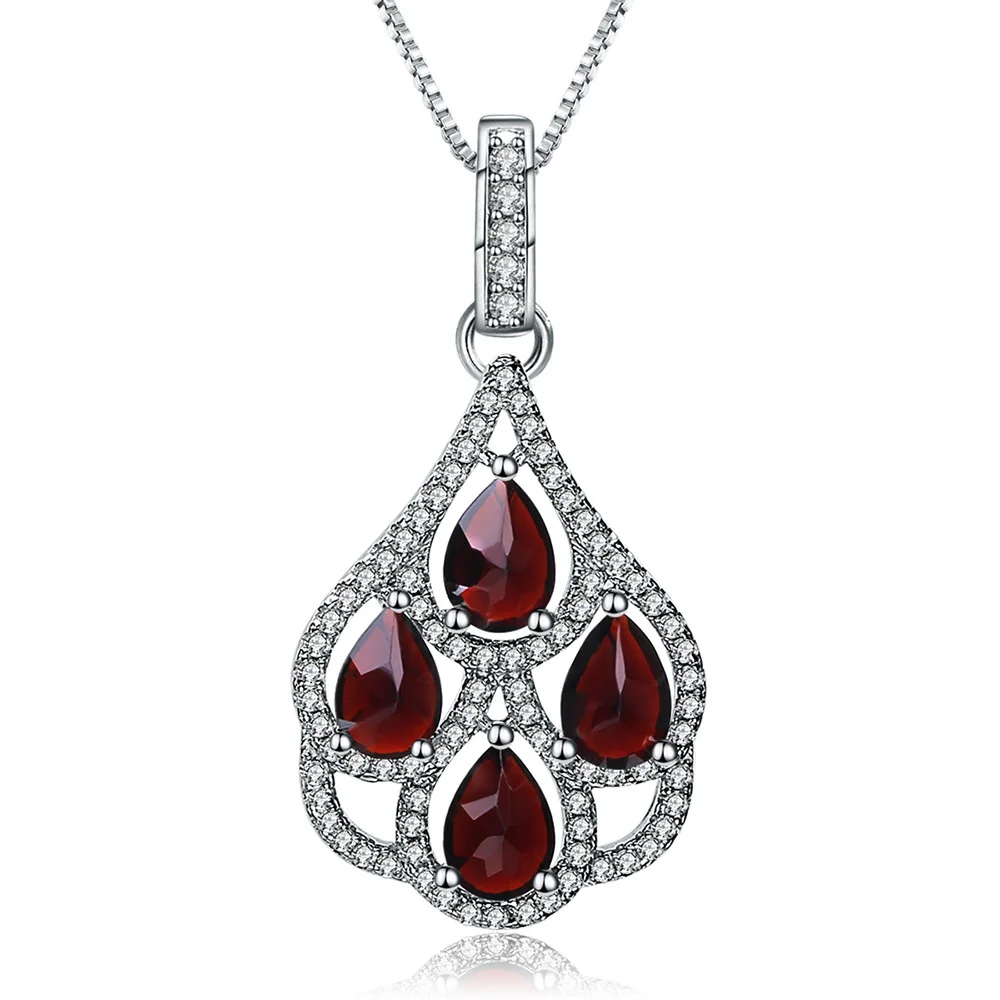 

genuine Luxury brand real jewels Garnet Fashion Temperament High Sense s925 Silver Inlaid Natural Color Treasure Necklace Pendan