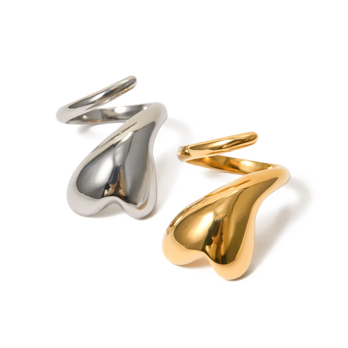 

Stainless Steel PVD 18K Gold Plated Tarnish Twist Irregular Heart Rings For Woman Jewelry Wholesale 2023 Trendy