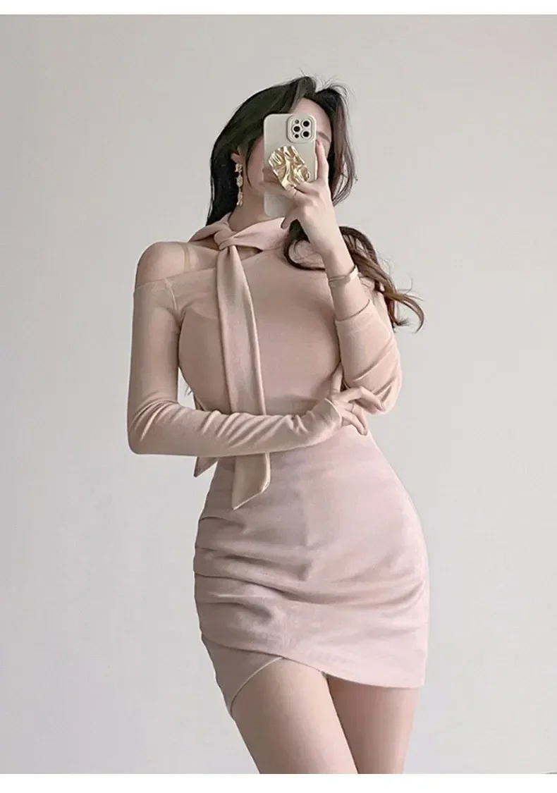 2023 Spring Bandage Women Fashion Tshirts New Turtleneck Long Sleeve Tunic Tees Chic Hollow Out Sexy Y2k Temperament Tops