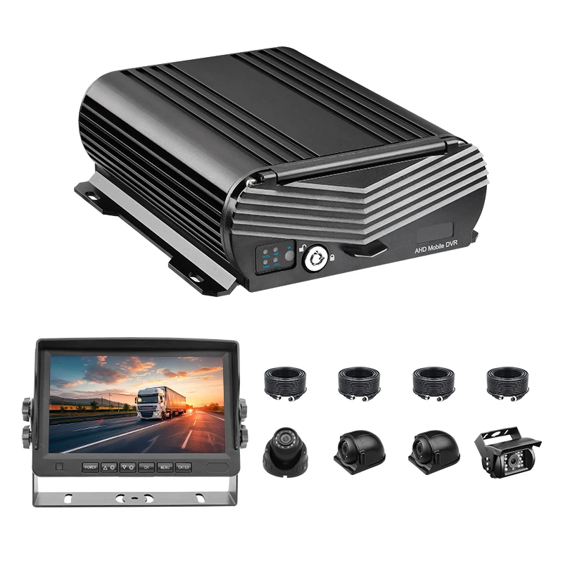 H.265 4Channel Truck Mobile Dvr Kits 4Pcs AHD 1080P Front Side Backup Rear View Camera 4CH HDD Hard Disk Vehicle Car Mdvr Kits