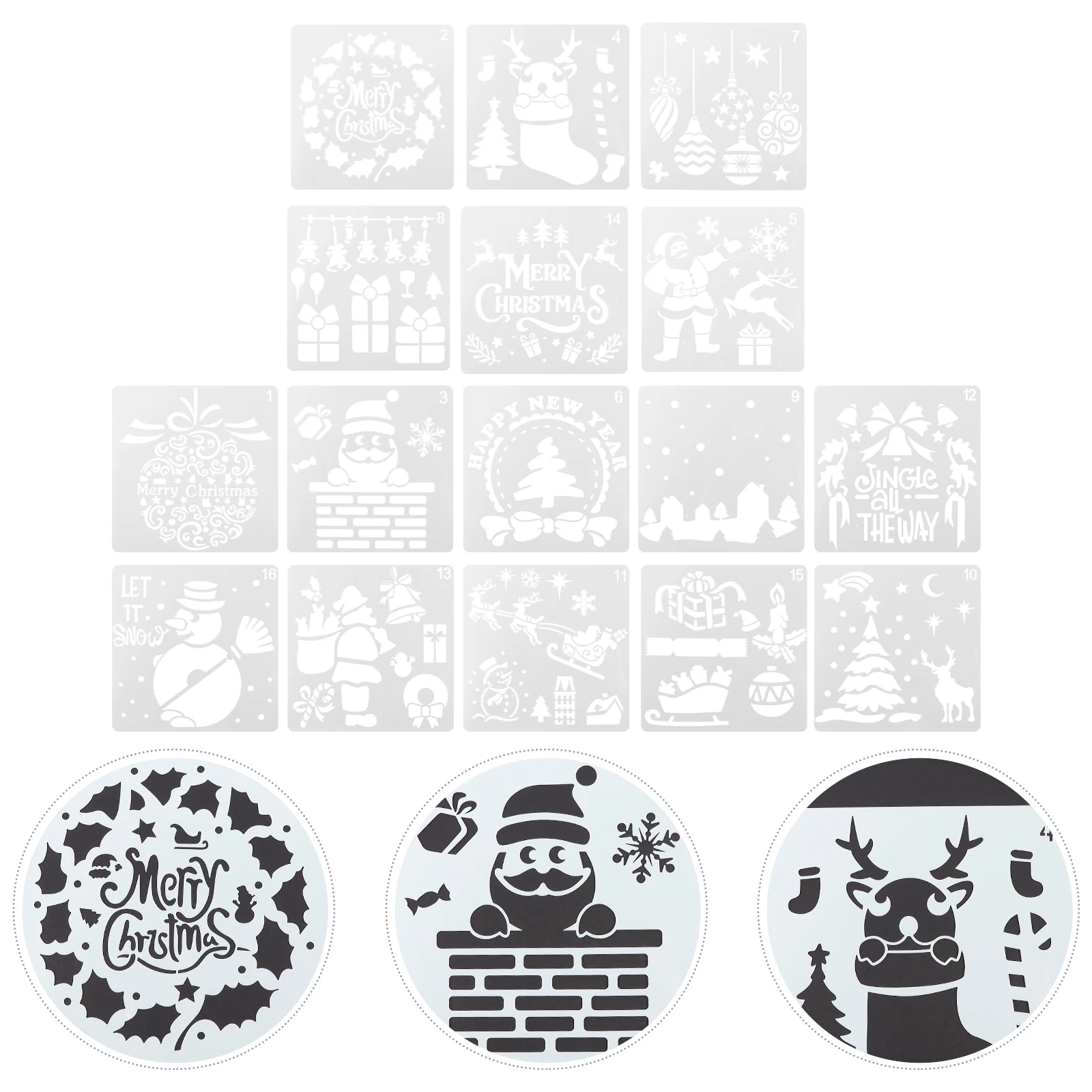 

16 Pcs Christmas Template Stencils Drawing for Kids Hollow Painting Templates DIY Supplies