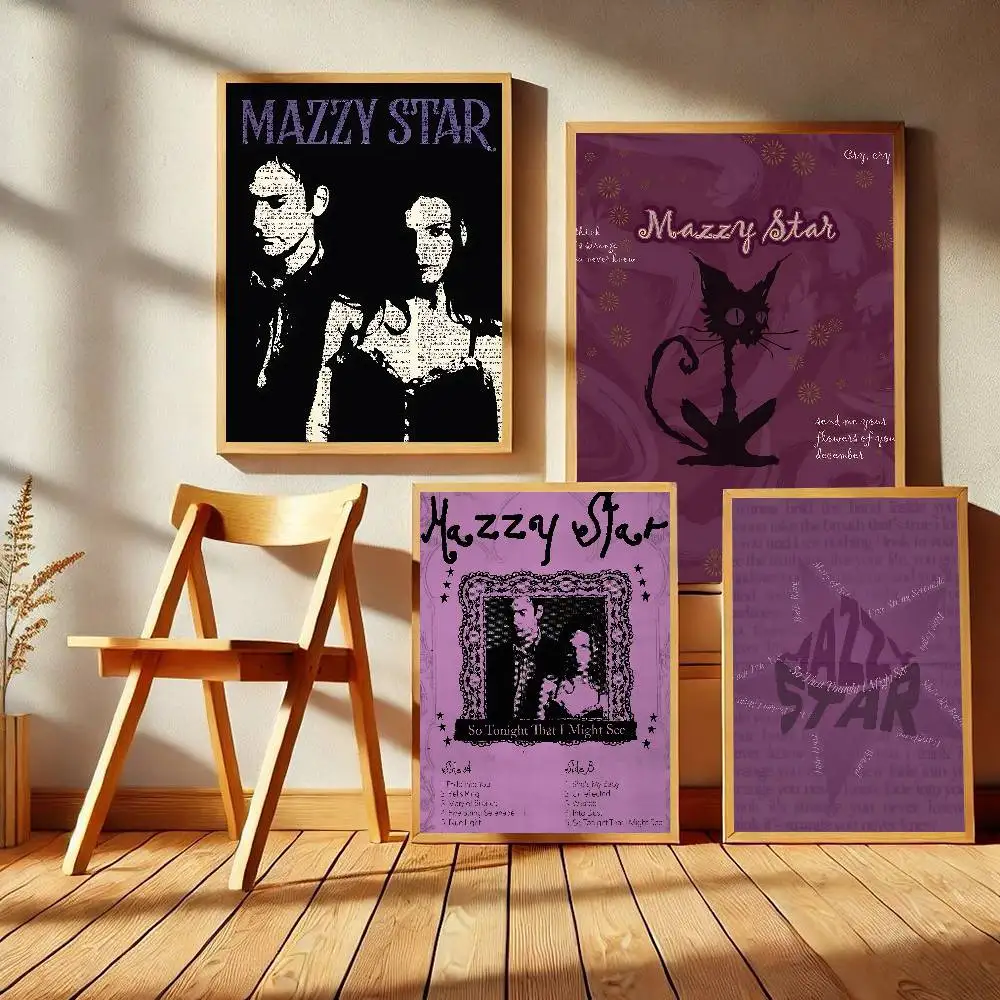 Band Mazzy Star Vintage Posters Sticky Retro Kraft Paper Sticker DIY Room Bar Cafe Kawaii Room Decor