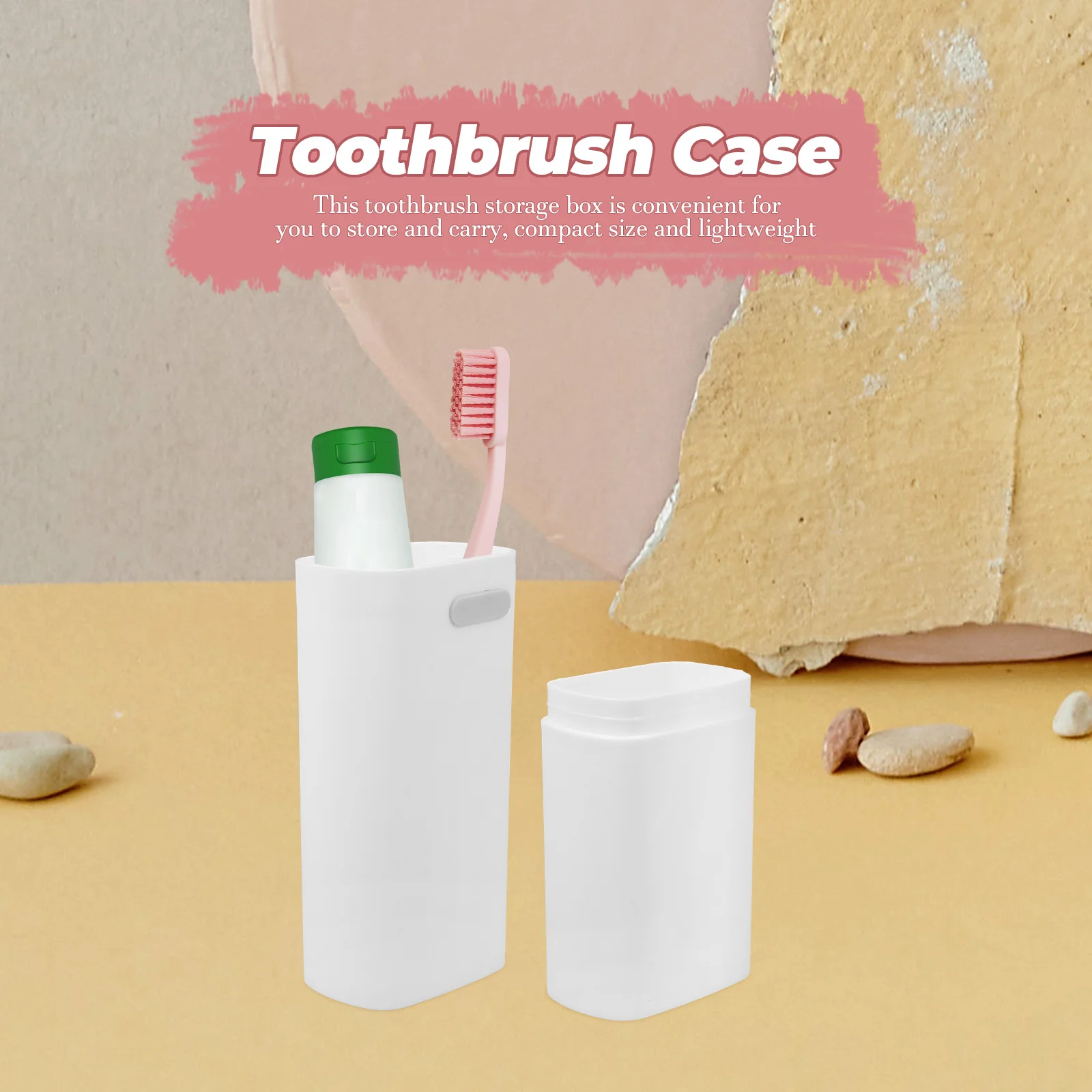 

Travel Toothbrush Container Plastic Case with Ventilation Holes Lightweight Portable Toothpaste Box for Camping Daily Use