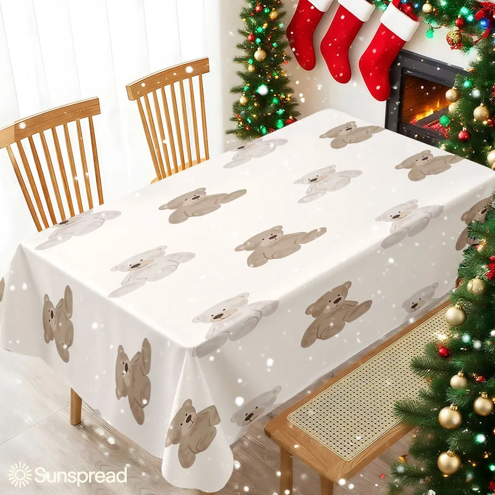 Cute Teddy Bear Waterproof table cloth, splash-proof tablecloth, for party, Halloween, Christmas, dining, camping