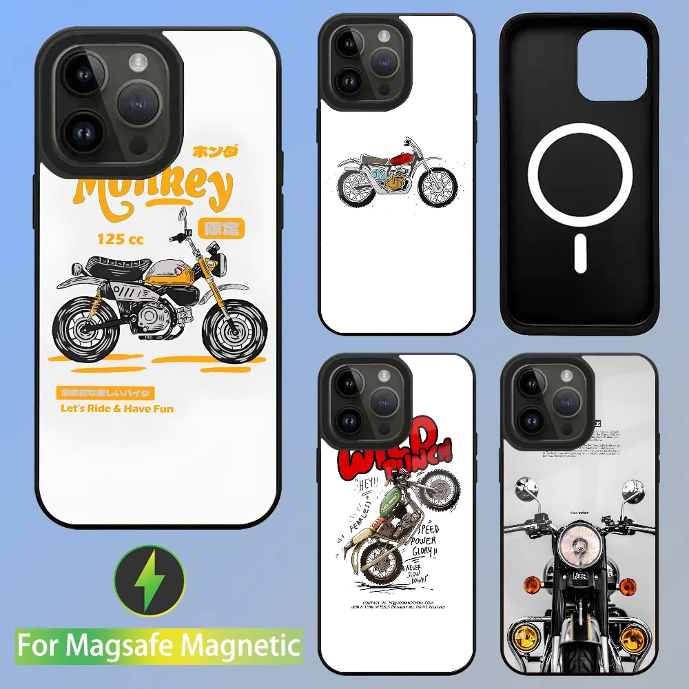 Cute M-Motorcycle Phone Case For IPhone 16 15 14 13 Pro Max 11 Mini Alex Mirror For Magsafe Wireless Charging Cover
