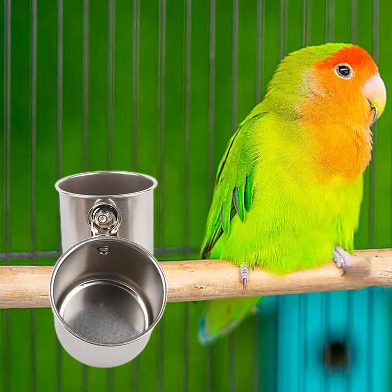 Bird Feeding Dish Cups Double-Sided Bird Cage Water Bowl Bird Feeding Double-Sided Cup Parrot Feeders Water Cage Bowls Clip-On