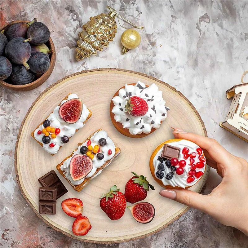 WORTHOWN-2 قطعة حامل كعكة خشبي مقاس 11 بوصة، قاعدة كب كيك خشبية مستديرة، شريحة خشب بولونيا مع أرجل، حامل كعكة ريفي خشبي #2