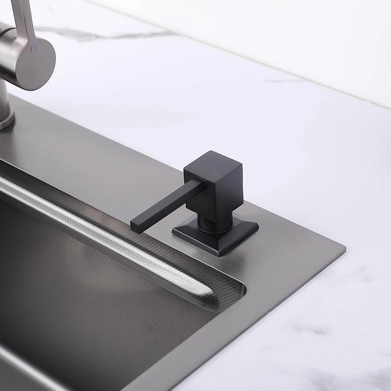 500ml Large Capacity Stainless Steel Square Pump Head Liquid Soap Dispenser Kitchen sink Pressure Counter 360° Free Rotation