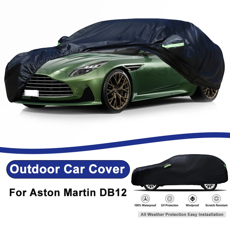 Outdoor Full Car Cover For Aston Martin DB12 with Reflective Strips Waterproof Snowproof Dustproof UV Protection Auto Accessory