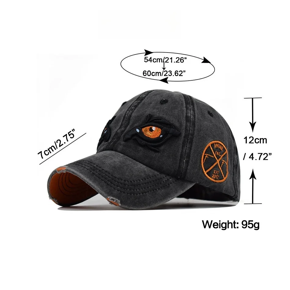 1 قطعة قبعات البيسبول القطنية المغسولة للنساء الرجال النسر العين التطريز Snapback قبعة خمر أبي قبعة الرياضة في الهواء الطلق Casquette