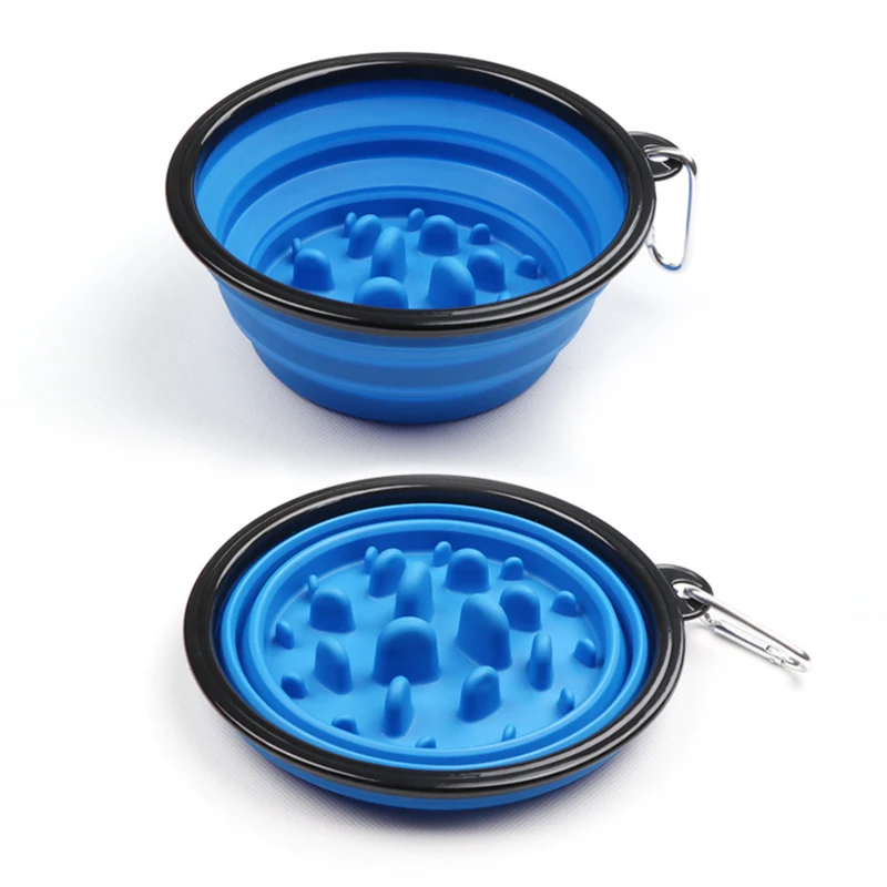 Collapsible Slow Feeding Bowl Dog Pet Folding Silicone Bowl Travel Portable Puppy Food Container Feeder Dish Bowl 350ml/1000ml