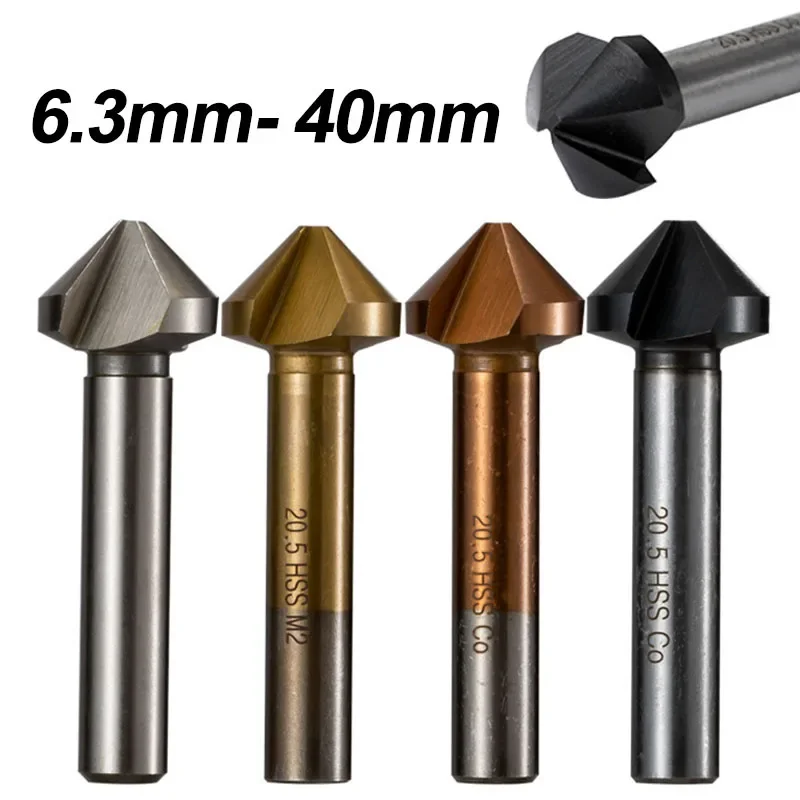 

Cobalt Countersink Drill Bit 6.3-40mm 3 Flutes 90 Degree Deburring Chamfer Cutter Tool for Iron Aluminum Stainless Steel Metal