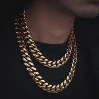 14k Gold-plated Stainless Steel Cuban Necklace For Men Miami Hip-hop For Women Minimalist Jewelry Holiday Gift