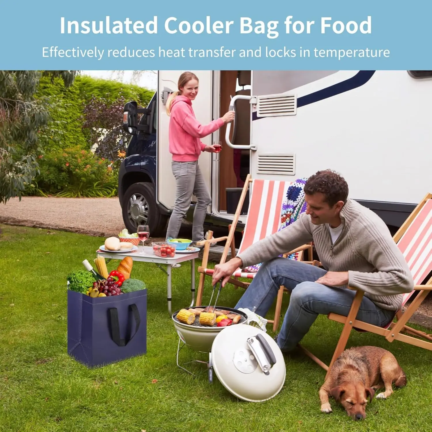 50 PCS Insulated Cooler Bags, Large Thermal Tote with Aluminum Foil & Adhesive Closure, Waterproof Portable Grocery Bag for Picn