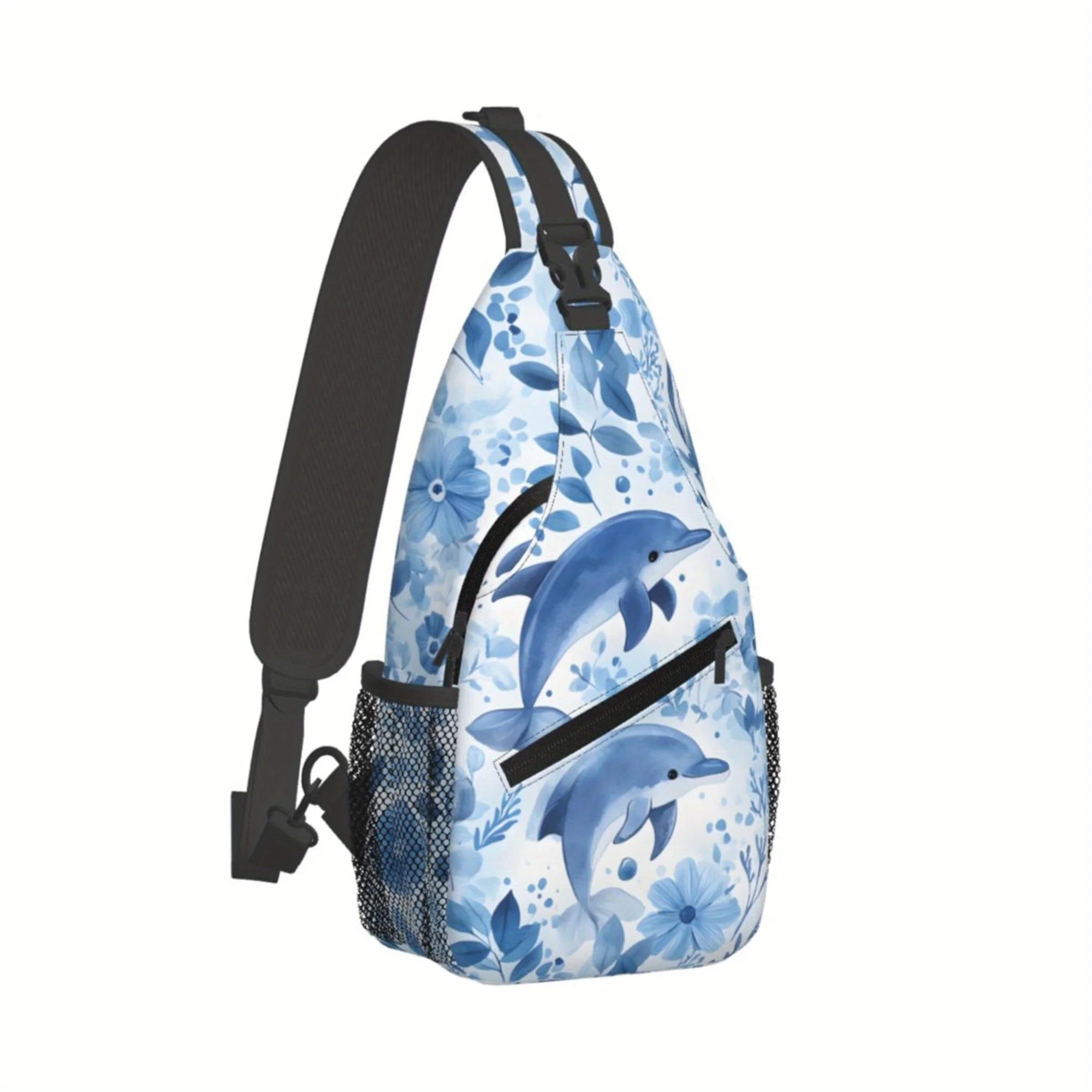 Dolphins Swim in The Men'S Chest Bag Crossbody Bag Casual Multi-Functional Chest Bag for Leisure Vacations Outdoor Activities