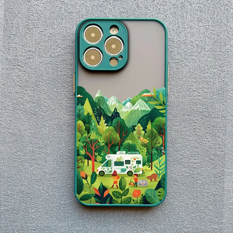 Waldlandschaft Reise Freizeitfahrzeug Handyhülle für iPhone 16 15 14 11 12 13 Mini Pro Max X XR XS 17 16 Plus Funda – Detail 8