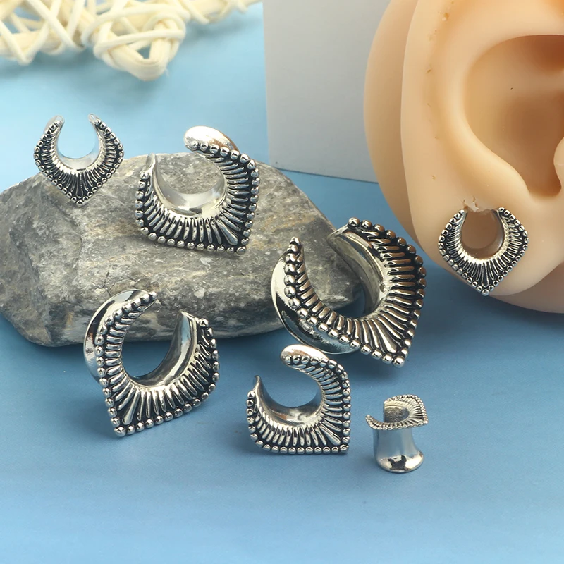 Imagem -02 - Túneis de Orelha Espiral Sela Plugs Hipoalergênico Brincos Maca Expansor Body Piercing 616 mm Grosso