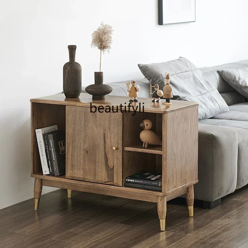 

1184Solid Wood Side Cabinet Ash Wood Entrance Cabinet Locker Small Apartment Home Living Room Sofa Side Table