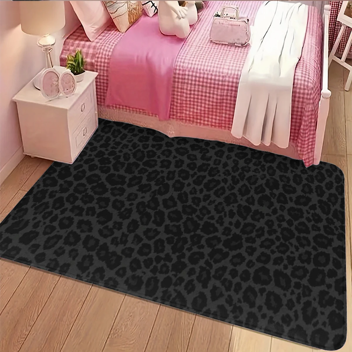 1 Stück Minimalistischer Leopardenmuster Rutschfester Teppich für Wohnzimmer – Detail 4