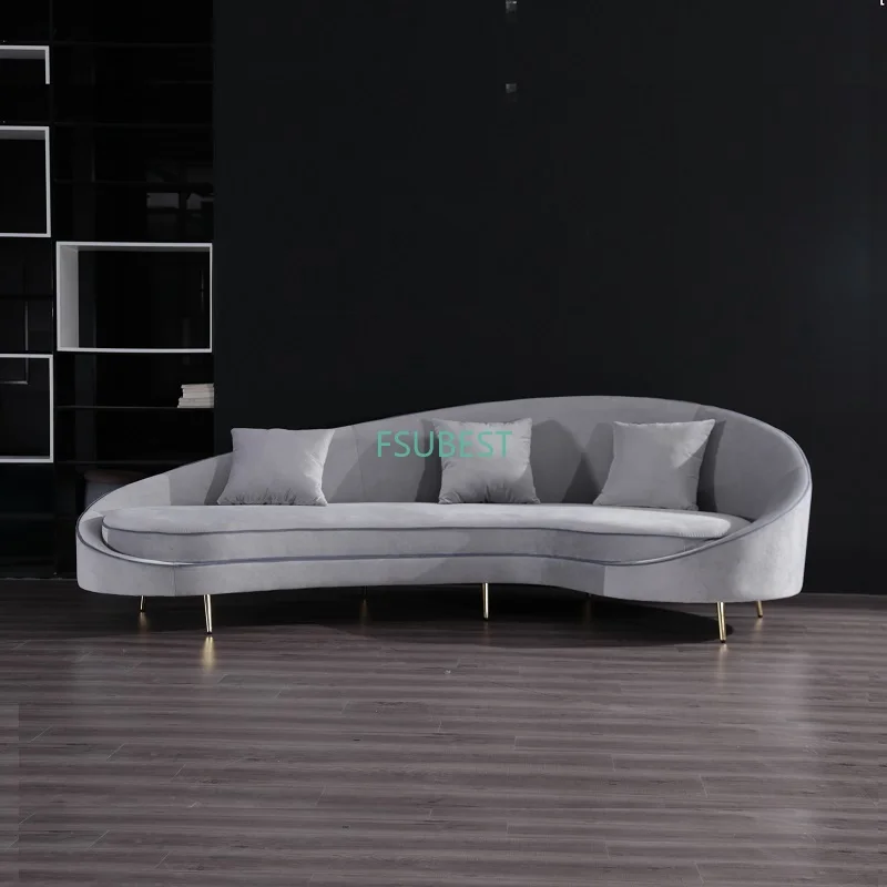 

Полукруглая изогнутая диванная C-образная подставка, диван, стильный полукруглая подставка для вестибюля отеля, гостиной, современный бархатный диван из ткани