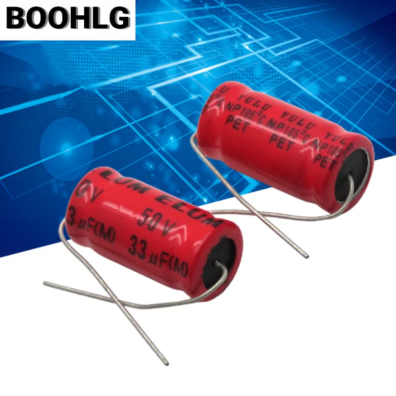 10PCS Audio Frequency Division 33uF 50V Horizontal Axial NP Non-Polar Electrolytic Capacitor 50V 33uF 10X20m