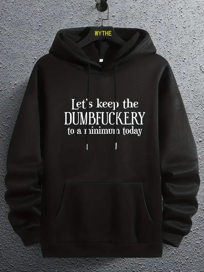 

Men's Dumbfuckery Funny Print Hooded Sweatshirt Casual Loose Graphic Hoodies for Male with Kangaroo Pocket Pullover Comfy Cloth