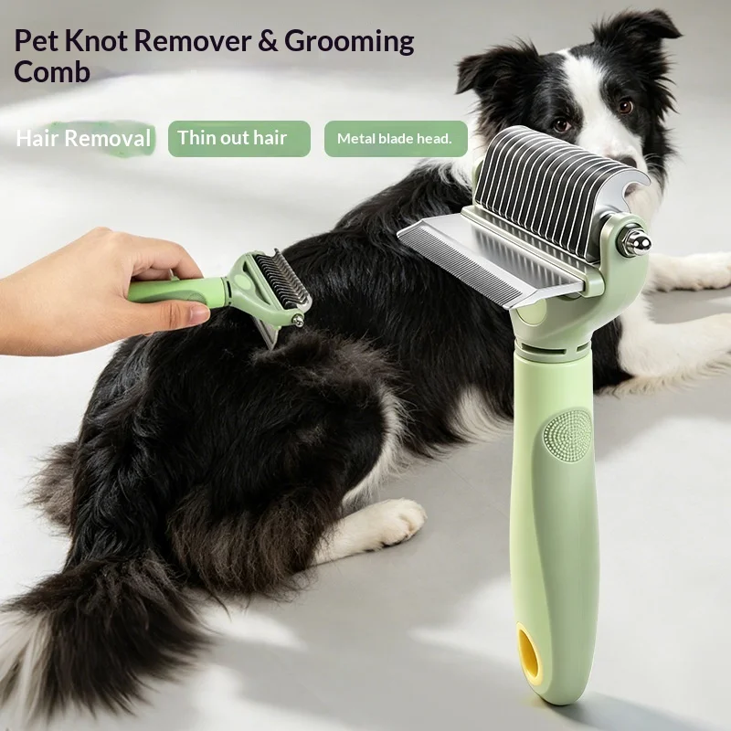 Green Pet Grooming Brush Set DeTangler Shedding Comb Dematting Slicker for Dogs Cats Fur Remover Pet Supplies