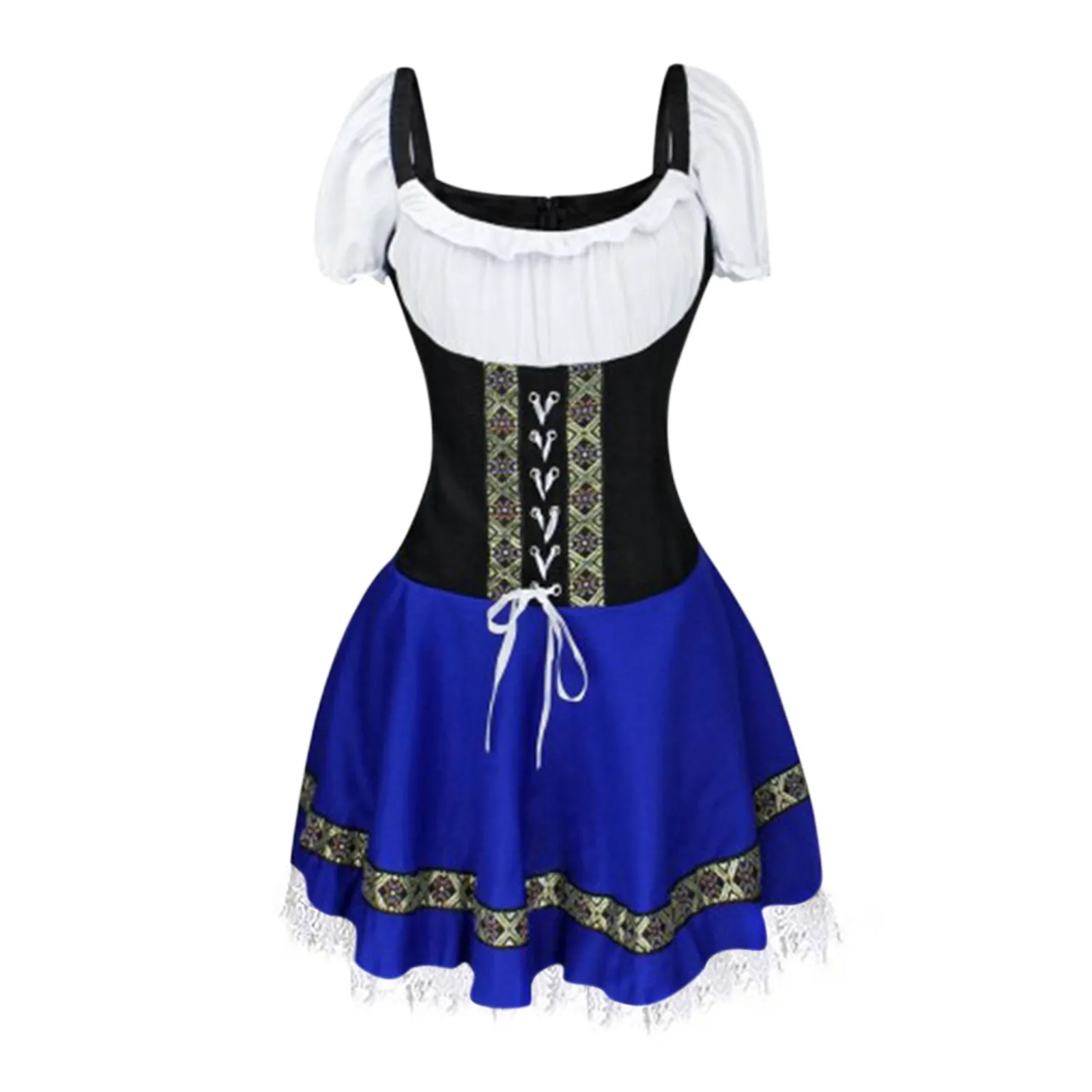 Sexy scollo quadrato Oktoberfest Dress donna bavarese cameriera tedesca abiti attillati fasciatura Costume Stage Beer Fancy Dress