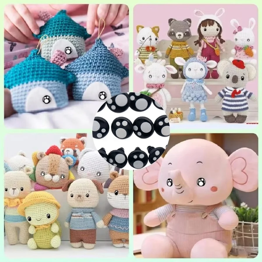50pcs 8-16mm Black Plastic Safety Eyes For White Bear Doll Animal Puppet Crafts Children Kids DIY Toys Plush Doll Accessories
