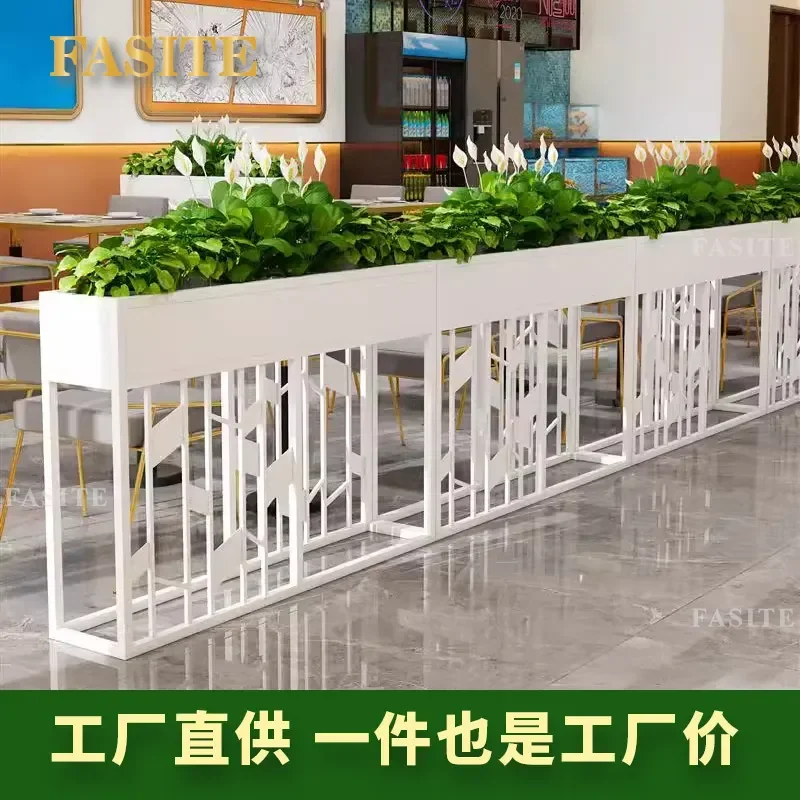 For Outdoor Stainless Steel Flower Box Wrought Iron Planter Trough Garden Fence Partition Green Plant Stand for Courtyard