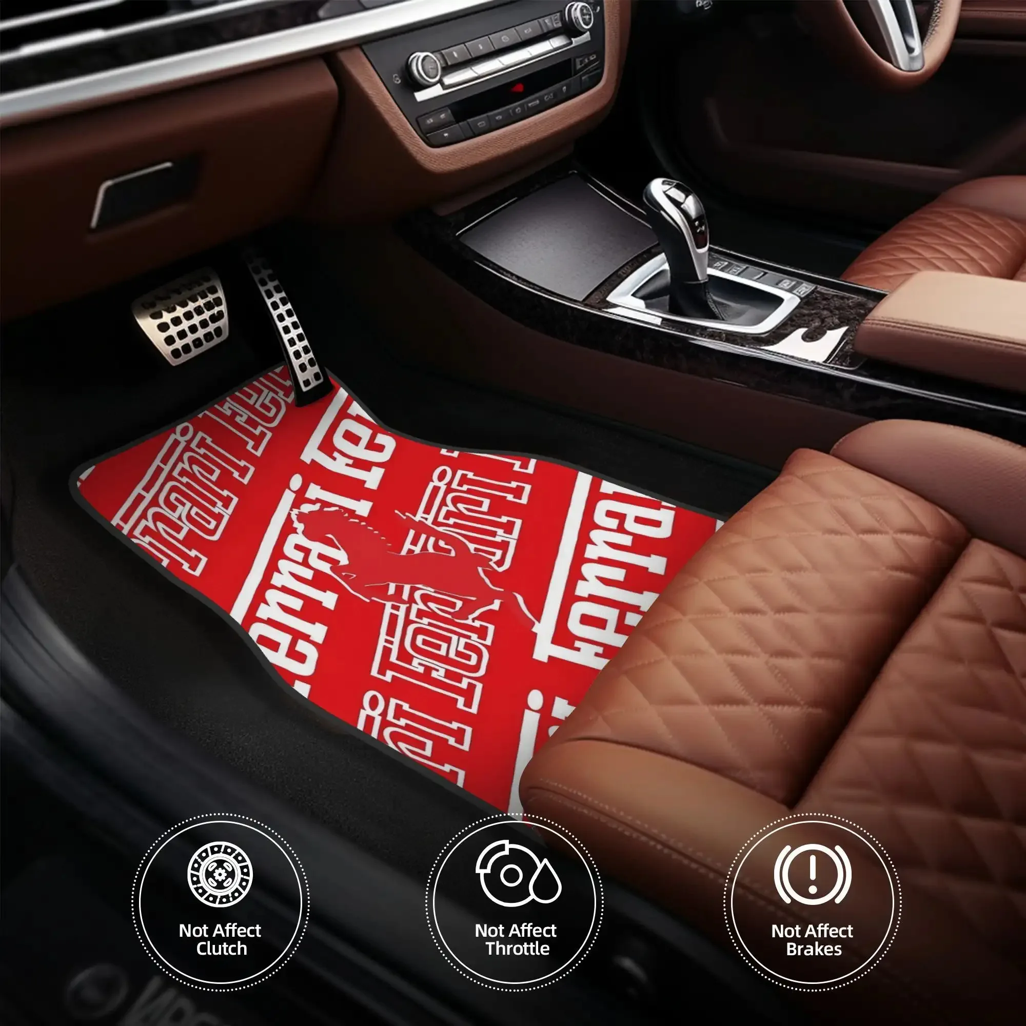 

4 шт. автомобильные коврики в стиле красный и белый Ferrari — прочное полиэфирное волокно, подходят для автомобилей, игривый дизайн с «Для Ferrari»