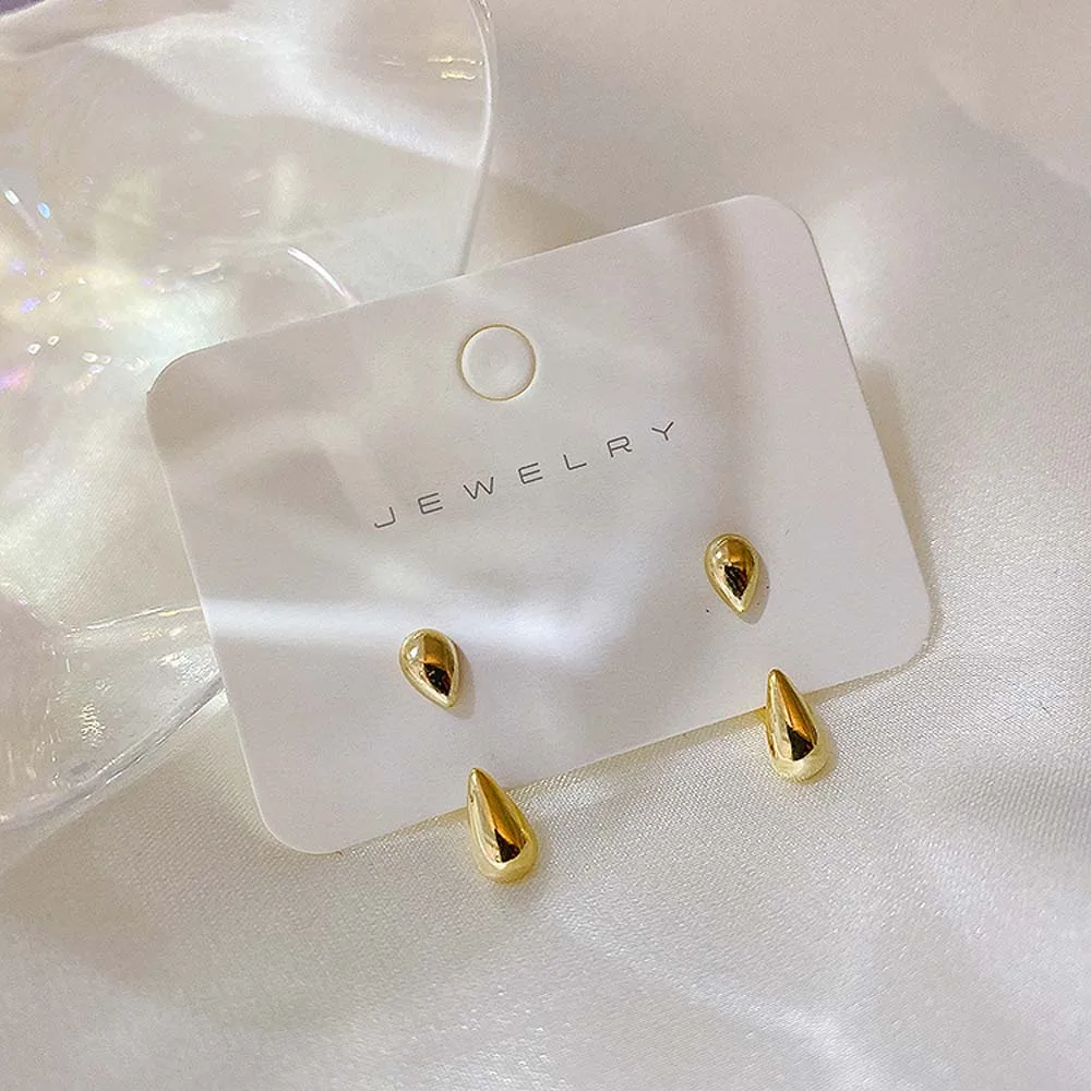 Korean Gold Silver Color Two Ways To Wear Gift Alloy Fashion Jewelry Drop Shaped Earrings Metal Stud Earrings