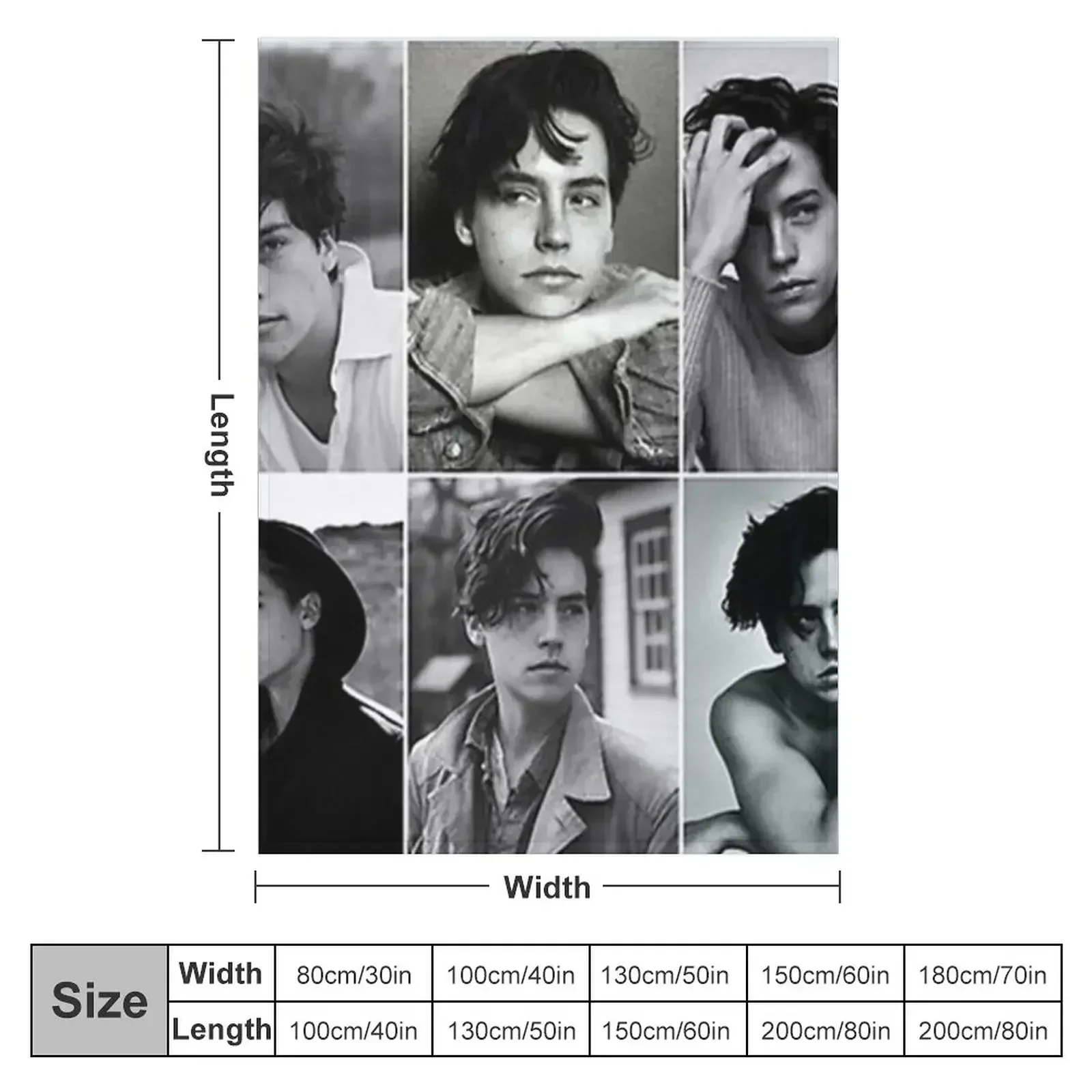 cole sprouse black and white poster Throw Blanket Camping Hairy Furry Picnic Blankets