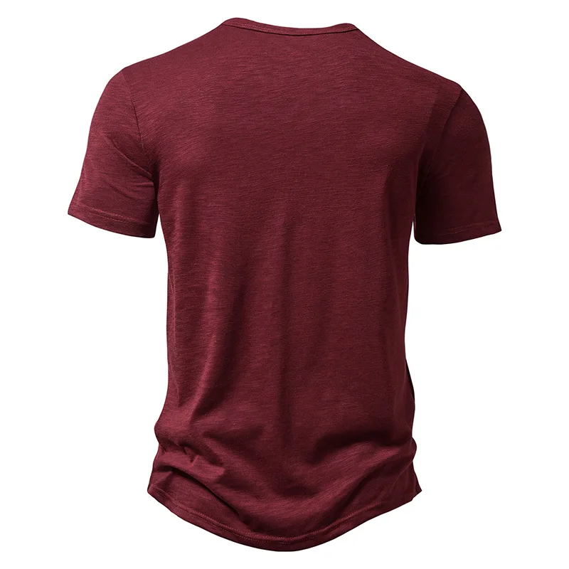 Henley-Kragen Sommer Herren Casual Einfarbiges Kurzarm-T-Shirt für Männer Polo Herren Hochwertige Herren-T-Shirts – Detail 4