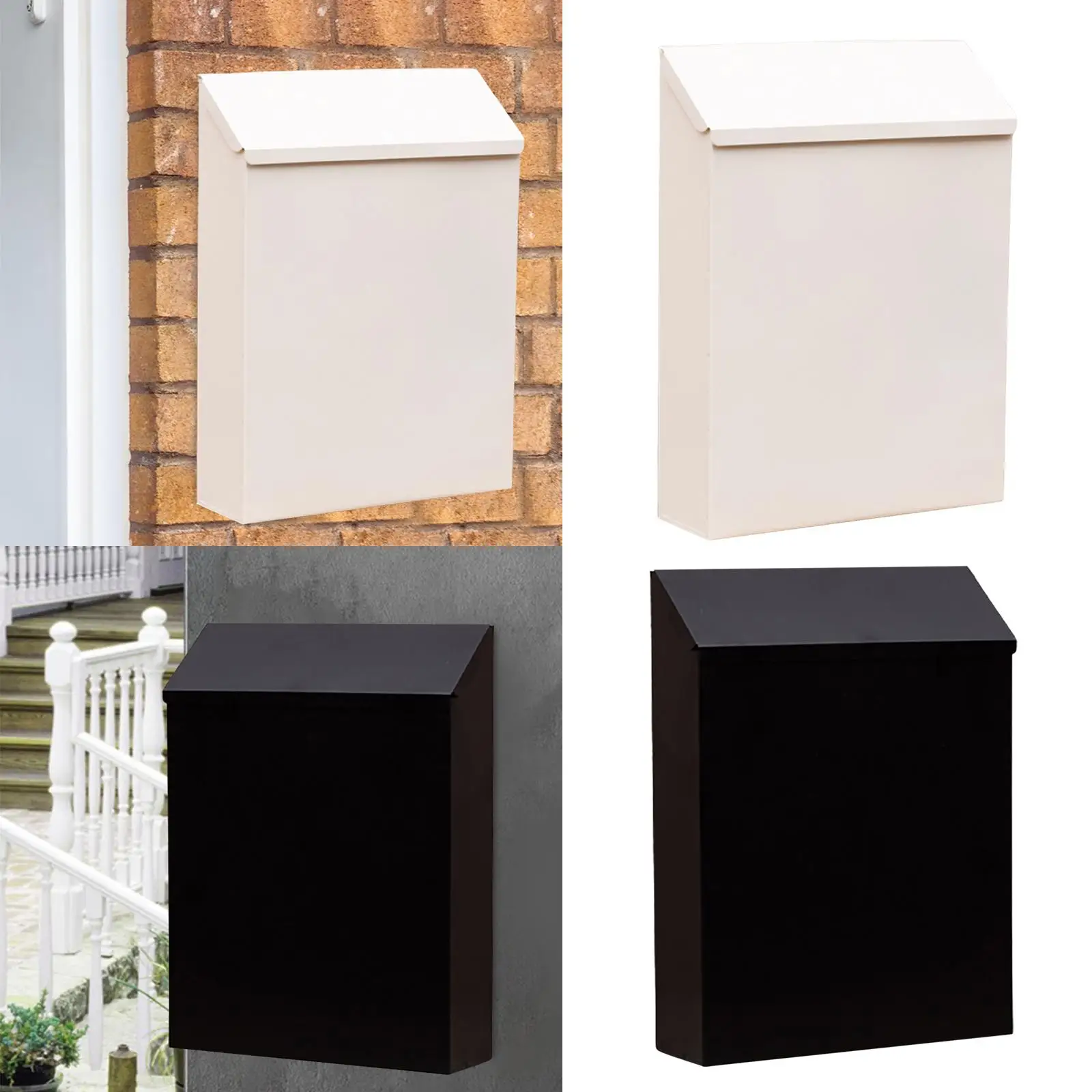 Iron Wall Mount Mailbox Lockable Decorative Exterior Mailbox Large Letterbox Waterproof for Outside House Porch Gate